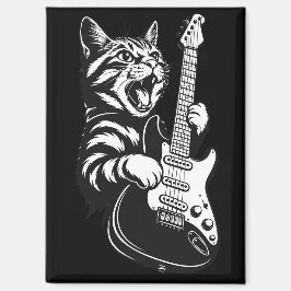 Rock Cat Playing Electric Guitar | Cool Music Love Magneet