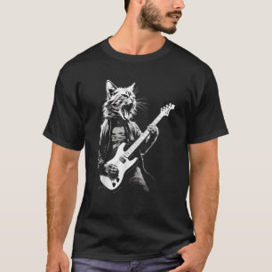 Rock Cat Spelen Gitaar Grappig Gitaar Cat T Shirt