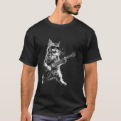 Rock Cat Spelen Gitaar Grappige Gitaar Cat Lover T T-shirt (Voorkant)