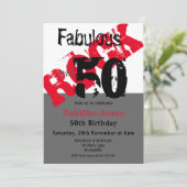 Rock Chick 50 & Fabulous Red Black 50e verjaardag Kaart (Staand voorkant)