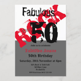 Rock Chick 50 & Fabulous Red Black 50e verjaardag Kaart