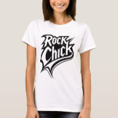 Rock Chick - Bold zwart-wit typografie T-shirt (Voorkant)