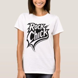 Rock Chick - Bold zwart-wit typografie T-shirt