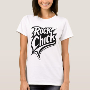 Rock Chick - Bold zwart-wit typografie T-shirt