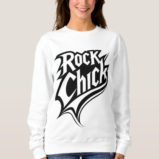 Rock Chick - Bold zwart-wit typografie Trui (Voorkant)
