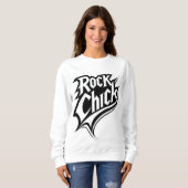 Rock Chick - Bold zwart-wit typografie Trui (Voorkant volledig)