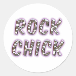 Rock Chick Chrome met Paarse gloed Ronde Sticker