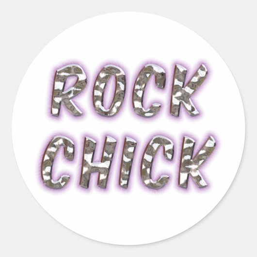 Rock Chick Chrome met Paarse gloed Ronde Sticker (Voorkant)