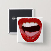 Rock Chick Lips Vierkante Button 5,1 Cm (Voorkant /achterkant)