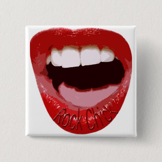 Rock Chick Lips Vierkante Button 5,1 Cm (Voorkant)