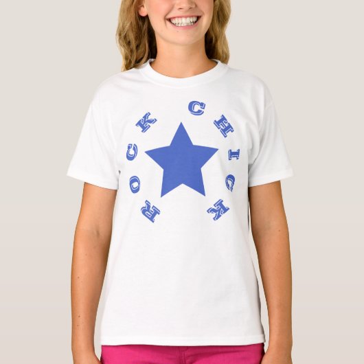 ROCK CHICK | Navy Blue Star Girls T-Shirt (Voorkant)