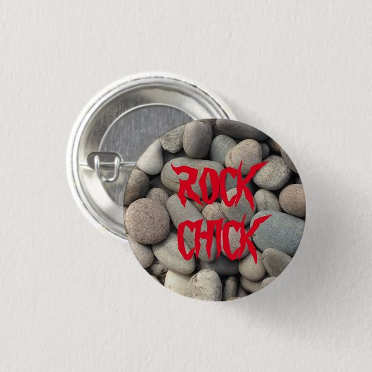 ROCK CHICK PEBBLE STONE BUTTON geologie (Voorkant /achterkant)