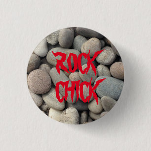ROCK CHICK PEBBLE STONE BUTTON geologie