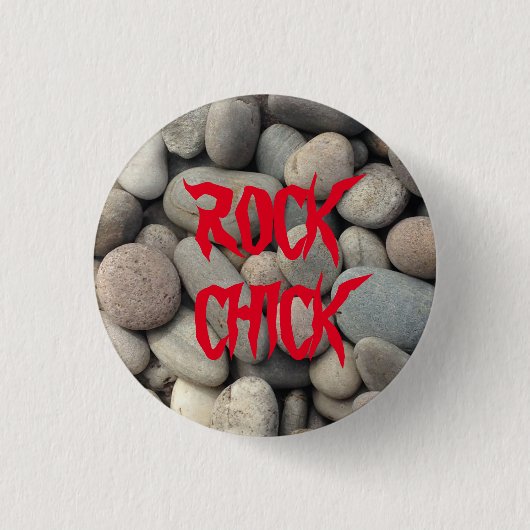 ROCK CHICK PEBBLE STONE BUTTON geologie (Voorkant)