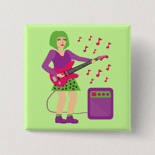 Rock Chick Vierkante Button 5,1 Cm