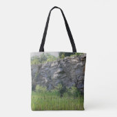 Rock Cliff Wall Cattails Pond Natuur Tote Bag (Achterkant)