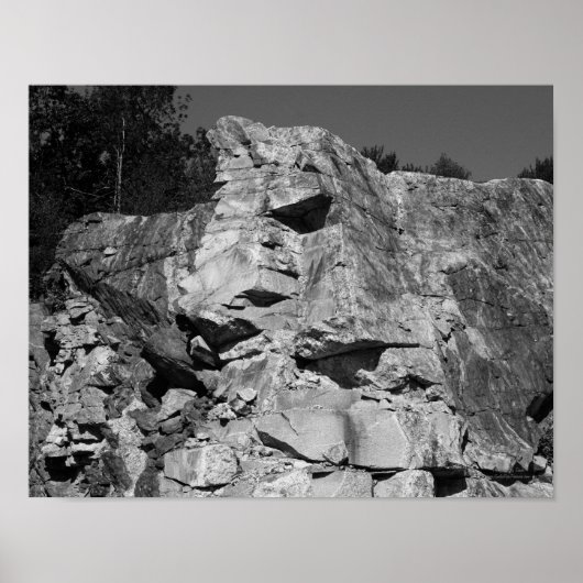 Rock Cliff Wall Natuur Black White Print (Voorkant)