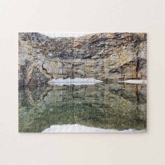 Rock Cliff Wall reflectie in Natuur 3 Legpuzzel (Horizontaal)