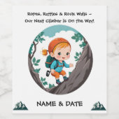 Rock Climber Adventure Theme Girl Baby Napkin Wijn Etiket (Enkel label)