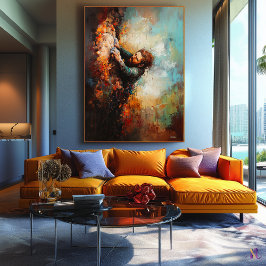 Rock Climber Art - Abstracte avontuurlijke sporten Canvas Afdruk