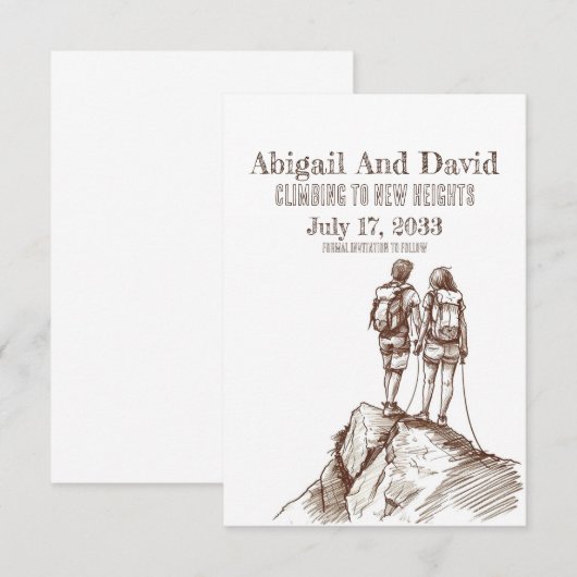Rock Climber Bruiloft Save the Date (Voorkant / Achterkant)