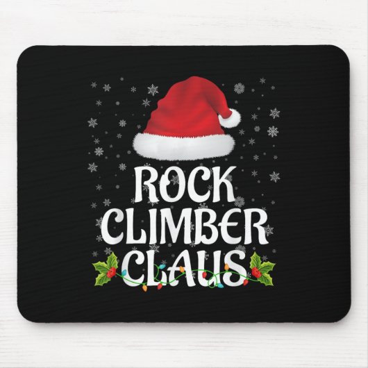 Rock Climber Claus Christmas Lights Pajama Family  Muismat (Voorkant)