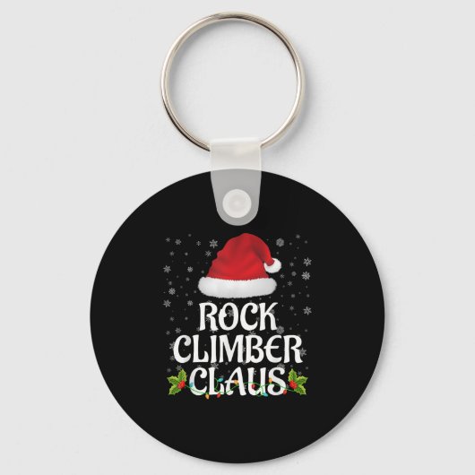 Rock Climber Claus Christmas Lights Pajama Family  Sleutelhanger (Voorkant)