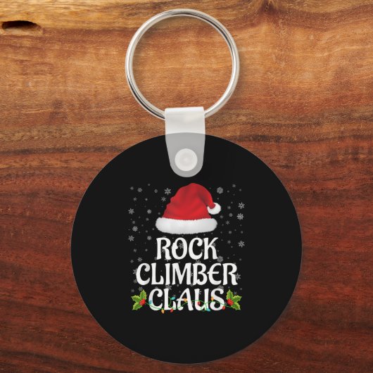 Rock Climber Claus Christmas Lights Pajama Family  Sleutelhanger (Voorkant)