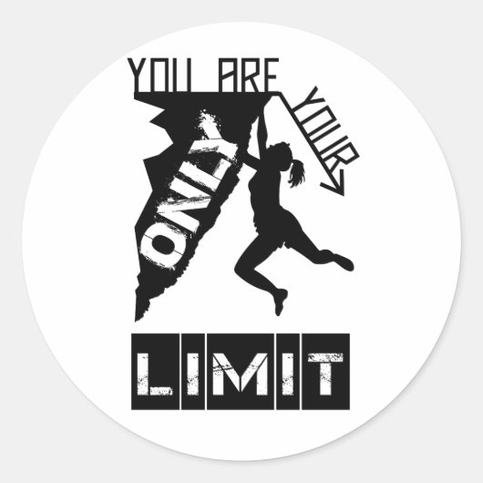 Rock Climber Silhouet - Inspirerend klimmen Ronde Sticker (Voorkant)