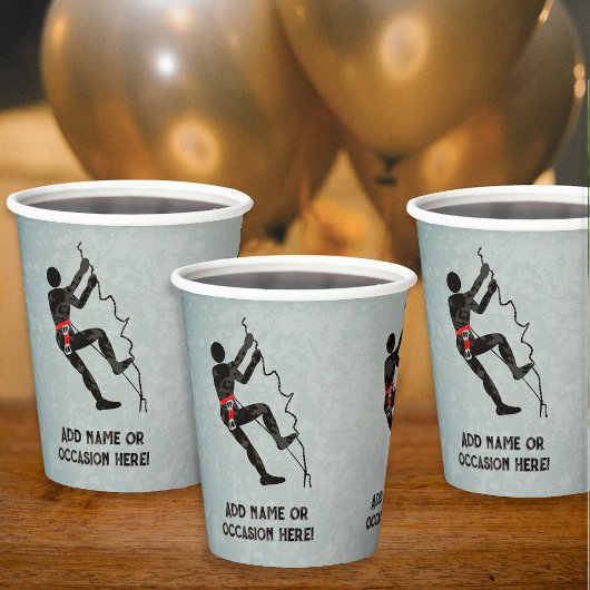 Rock Climber Thema mannelijke viering eigen tekst Papieren Bekers