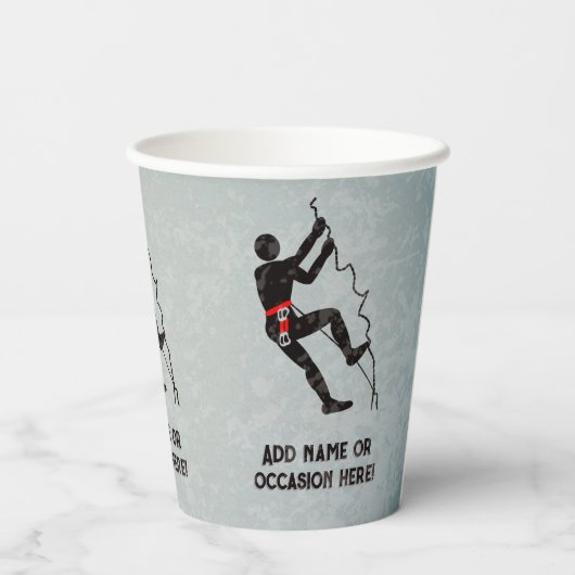 Rock Climber Thema mannelijke viering eigen tekst Papieren Bekers (Achterkant)