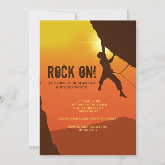 Rock Climber uitnodiging (Voorkant)
