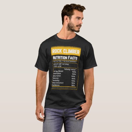 Rock Climber Voeding Feiten T-shirt (Voorkant volledig)