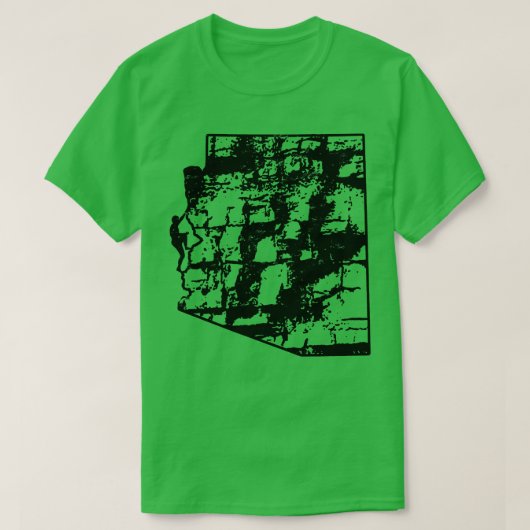 Rock Climbing Arizona Rock Climber State kaart Kli T-shirt (Design voorkant)