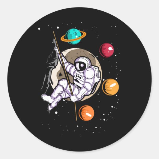 Rock Climbing Astronaut Outer Space Spaceman Ronde Sticker (Voorkant)