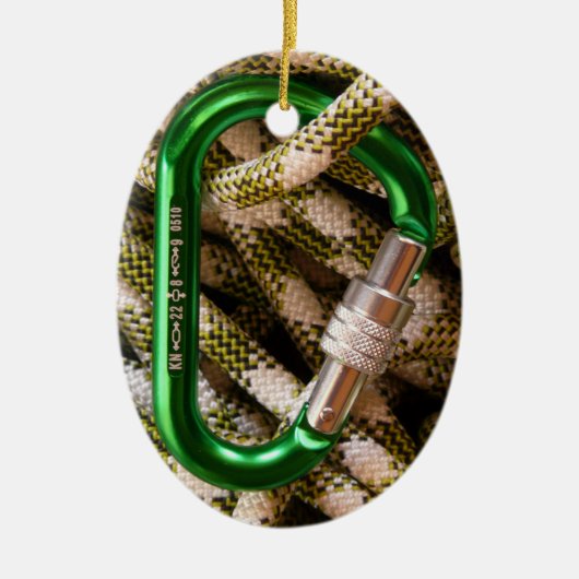 Rock Climbing , Carabiner, Rope, Summit Cross Keramisch Ornament (Voorkant)