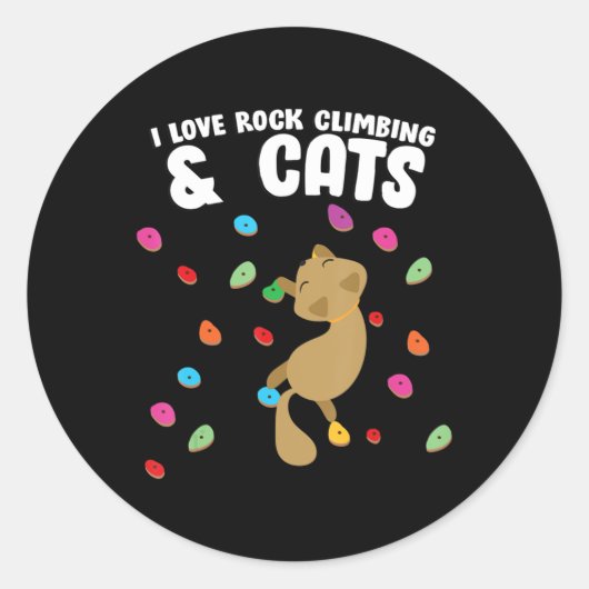 Rock Climbing & Cat Love Cute Birthday Ronde Sticker (Voorkant)
