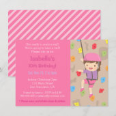 Rock Climbing Girls Verjaardagsfeestje Uitnodiging (Voorkant / Achterkant)