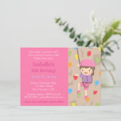 Rock Climbing Girls Verjaardagsfeestje Uitnodiging (Staand voorkant)