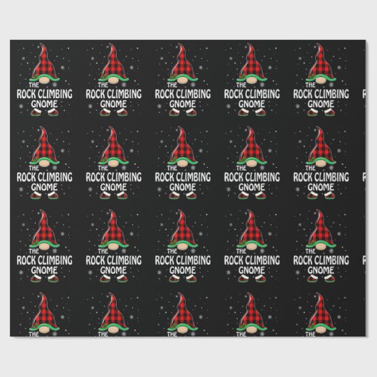 Rock Climbing Gnome Buffalo Plaid Matching Family Cadeaupapier (Vlak)