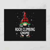 Rock Climbing Gnome Buffalo Plaid Matching Family Feestdagenkaart (Voorkant)