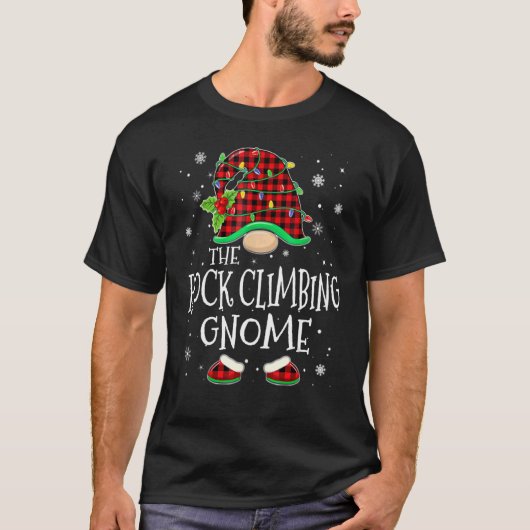 Rock Climbing Gnome Red Plaid Matching Family X Ma T-shirt (Voorkant)