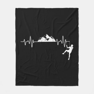 Rock Climbing Heartbeat Climber Pulse Mountain Out Fleece Deken