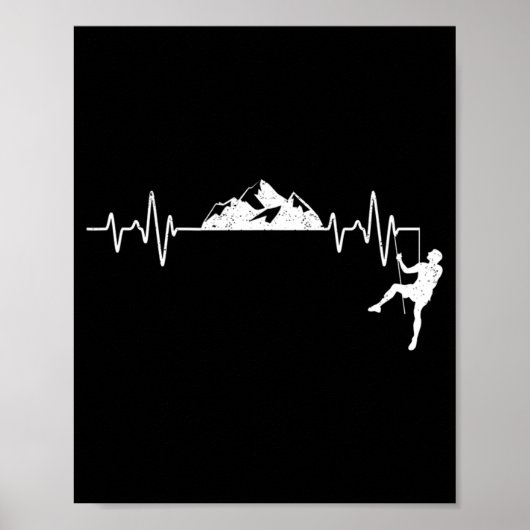 Rock Climbing Heartbeat Climber Pulse Mountain Out Poster (Voorkant)