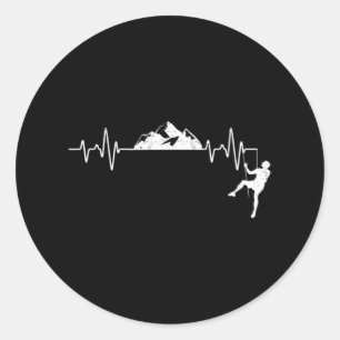 Rock Climbing Heartbeat Climber Pulse Mountain Out Ronde Sticker