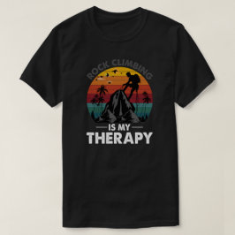 Rock Climbing is mijn therapie Retro Sunset T-shir T-shirt