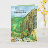 Rock Climbing Mountain Time Happy Birthday Kaart (Gele Bloem)