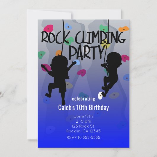 Rock Climbing Party verjaardagsuitnodigingen Kaart (Voorkant)