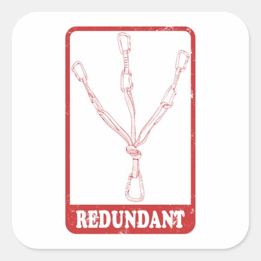 Rock climbing redundant belay station vierkante sticker (Voorkant)