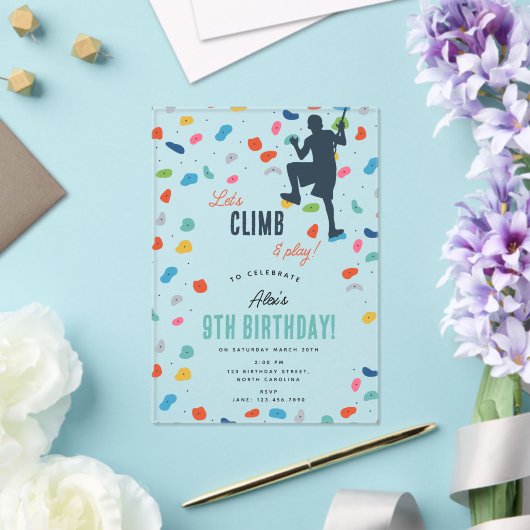 Rock Climbing Schattige Kids Verjaardagsfeest Acryl Uitnodigingen (Insitu (Huwelijk))